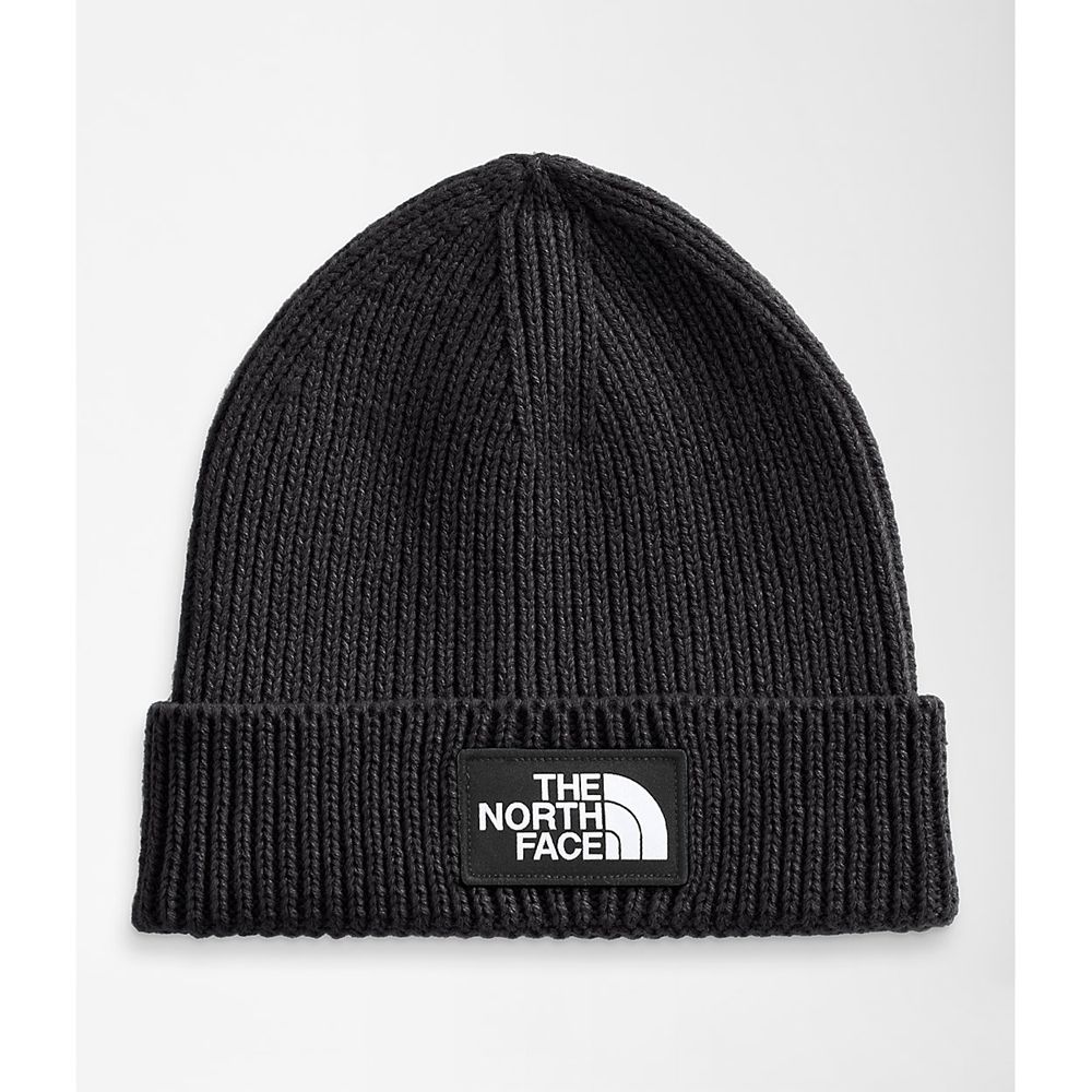 The North Face Beanies Youth Australia - The North Face Tnf™ Logo Box Cuffed Black Ski (VDQ-207391)